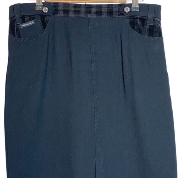 Vintage D & G Black Virgin Wool Blend Skirt With Side Pockets Size  L 32/46 - Picture 5 of 11